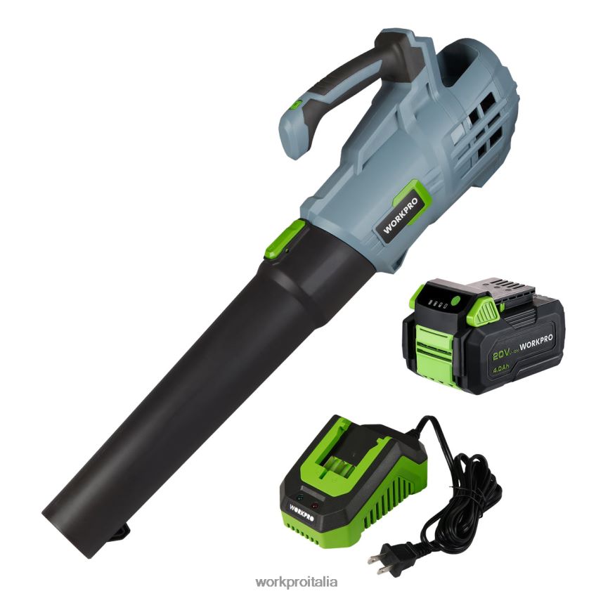 WORKPRO Soffiatore per foglie senza fili da 20 V con 5 velocità regolabili. Batteria da 4,0 Ah con capacità maggiore e caricabatterie rapido inclusi utile B0600L292 attrezzo