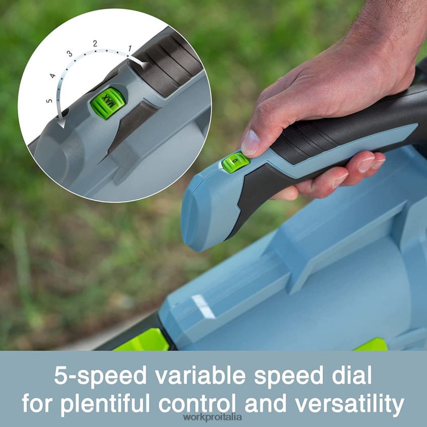 WORKPRO Soffiatore per foglie senza fili da 20 V con 5 velocità regolabili. Batteria da 4,0 Ah con capacità maggiore e caricabatterie rapido inclusi utile B0600L292 attrezzo