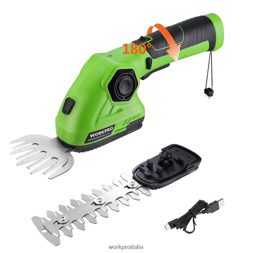 WORKPRO Tagliaerba a batteria e tagliasiepi per arbusti Tagliasiepi portatile 2 in 1 Tagliasiepi elettrico da 7,2 V verde/bianco B0600L297 attrezzo
