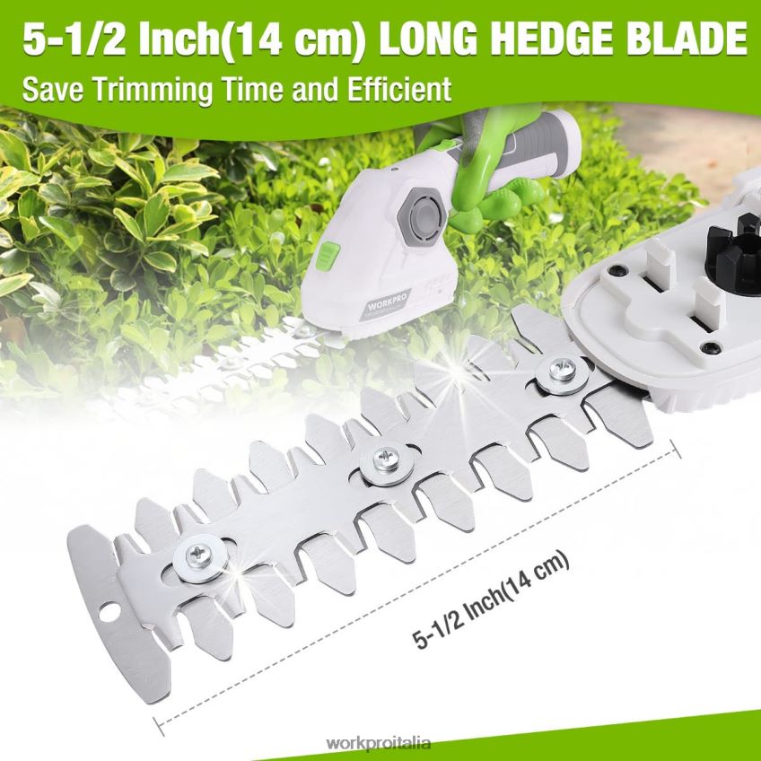 WORKPRO Tagliaerba a batteria e tagliasiepi per arbusti Tagliasiepi portatile 2 in 1 Tagliasiepi elettrico da 7,2 V verde/bianco B0600L297 attrezzo