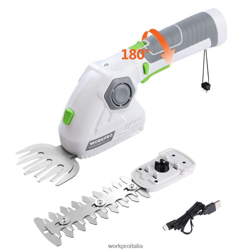 WORKPRO Tagliaerba a batteria e tagliasiepi per arbusti Tagliasiepi portatile 2 in 1 Tagliasiepi elettrico da 7,2 V verde/bianco B0600L297 attrezzo