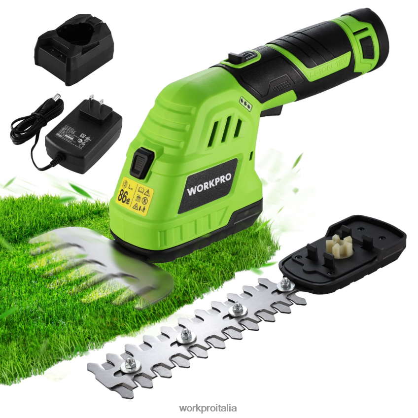 WORKPRO Tagliasiepi elettrico senza fili 2 in 1 da 12 V e tagliasiepi portatile, con batteria ricaricabile agli ioni di litio da 2,0 Ah e caricabatterie rapido da 1 ora moderno B0600L301 attrezzo