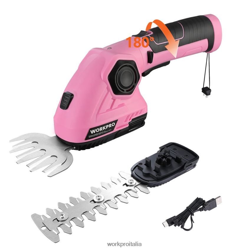 WORKPRO Tagliasiepi portatile 2 in 1 Tagliaerba elettrico/cesoie per siepi da 7,2 V rosa B0600L266 attrezzo