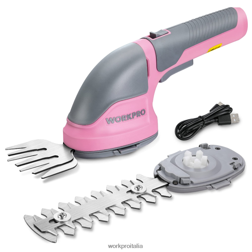 WORKPRO Tagliasiepi/tagliaerba elettrico senza fili portatile 2 in 1 da 3,6 V rosa/verde/bianco B0600L268 attrezzo