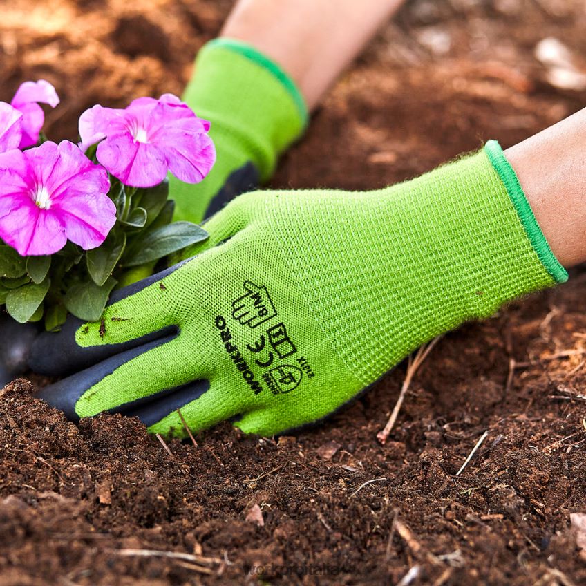 WORKPRO 2 paia di guanti da lavoro da giardino con palmo rivestito in eco lattice e touchscreen per diserbo, scavo, rastrellamento e potatura nuovo B0600L273 attrezzo