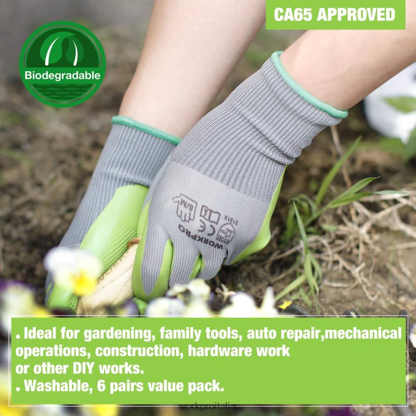 WORKPRO 6 paia di guanti da lavoro da giardino con palmo rivestito in eco lattice utile B0600L275 attrezzo