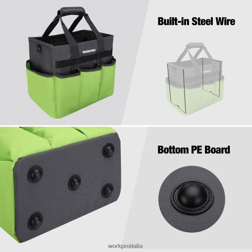 WORKPRO Borsa da giardino robusta e resistente, con 10 tasche e tracolla lunga regolabile utile B0600L281 attrezzo