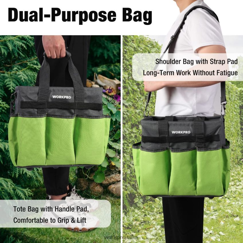 WORKPRO Borsa da giardino robusta e resistente, con 10 tasche e tracolla lunga regolabile utile B0600L281 attrezzo
