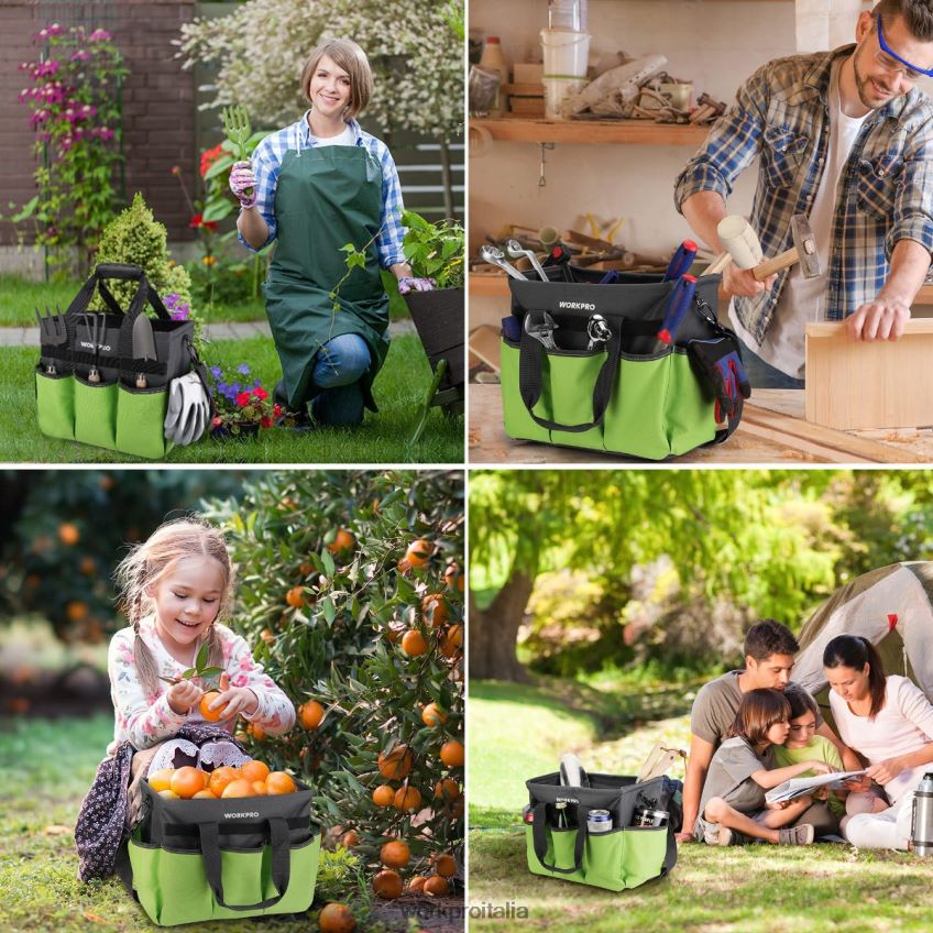 WORKPRO Borsa da giardino robusta e resistente, con 10 tasche e tracolla lunga regolabile utile B0600L281 attrezzo