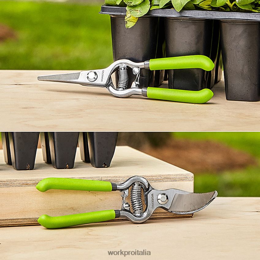 WORKPRO Set 2 forbici da potatura con lama dritta in acciaio utile B0600L271 attrezzo