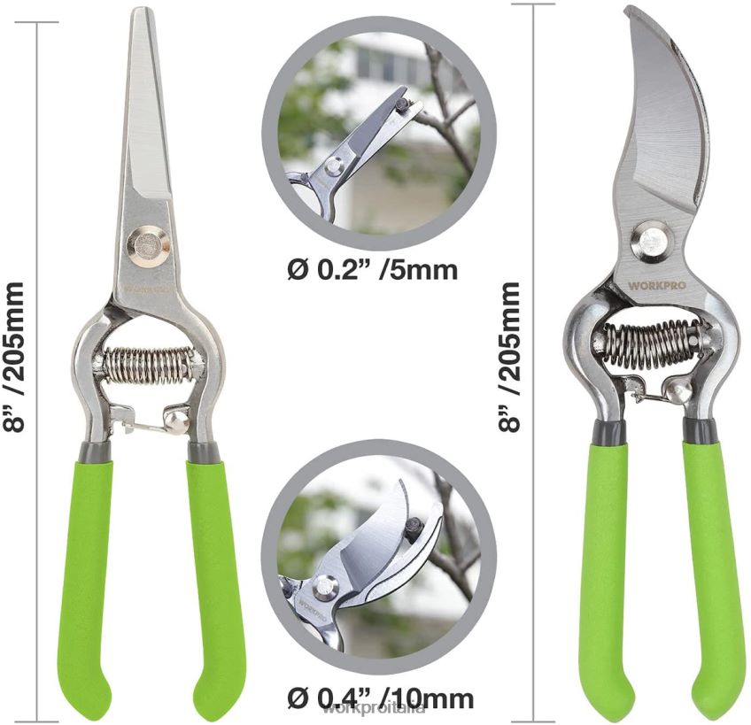 WORKPRO Set 2 forbici da potatura con lama dritta in acciaio utile B0600L271 attrezzo