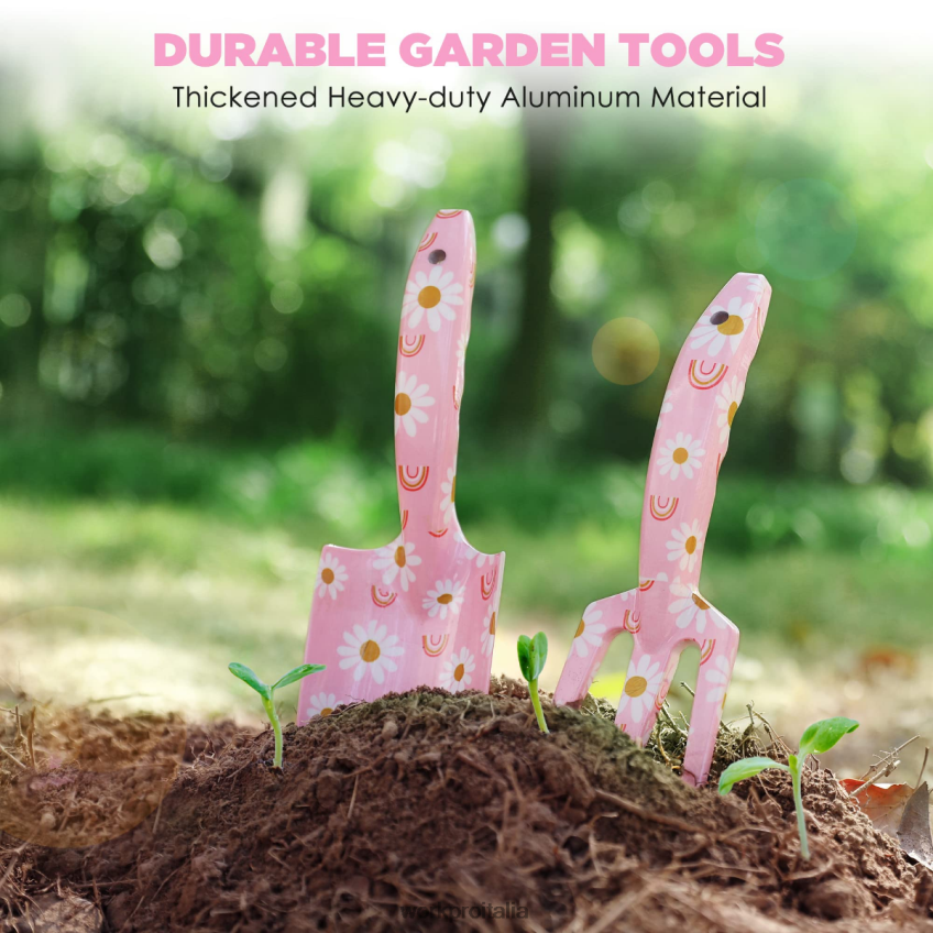 WORKPRO Set di 4 attrezzi da giardino in alluminio bianco/rosa B0600L285 attrezzo
