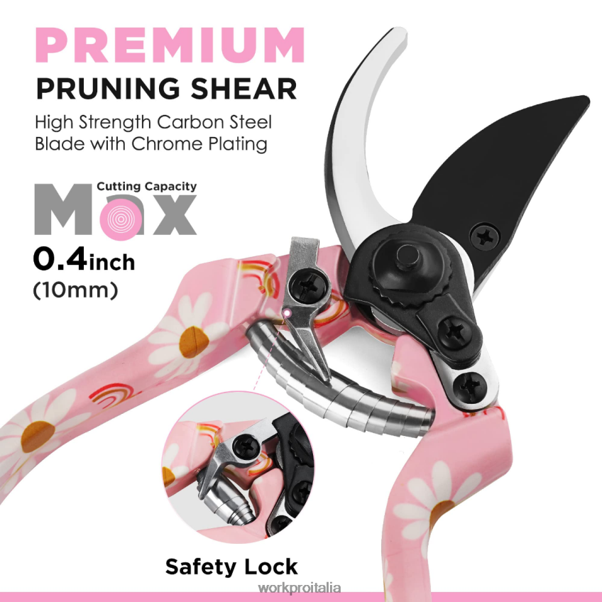 WORKPRO Set di 4 attrezzi da giardino in alluminio bianco/rosa B0600L285 attrezzo