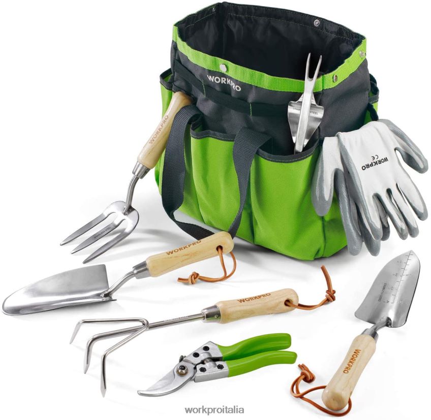WORKPRO Set di 7 attrezzi da giardino resistenti in acciaio inossidabile moderno B0600L274 attrezzo