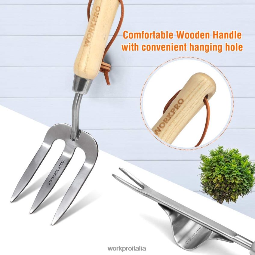 WORKPRO Set di 7 attrezzi da giardino resistenti in acciaio inossidabile moderno B0600L274 attrezzo