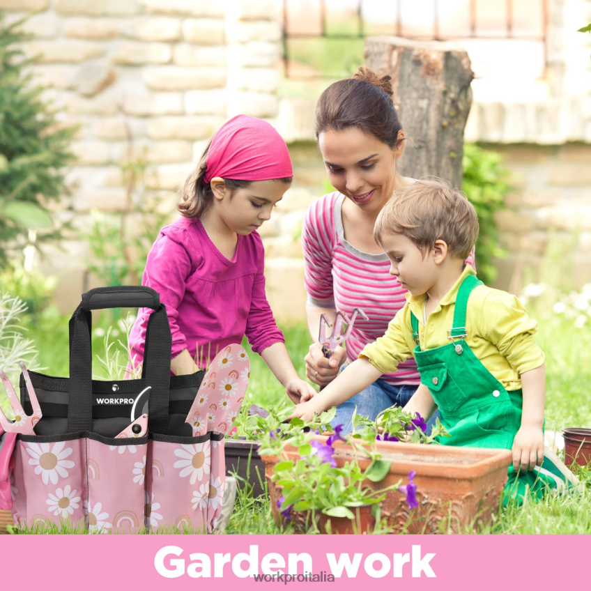 WORKPRO Set di attrezzi da giardinaggio resistenti in alluminio da 5 pezzi bianco/rosa B0600L284 attrezzo