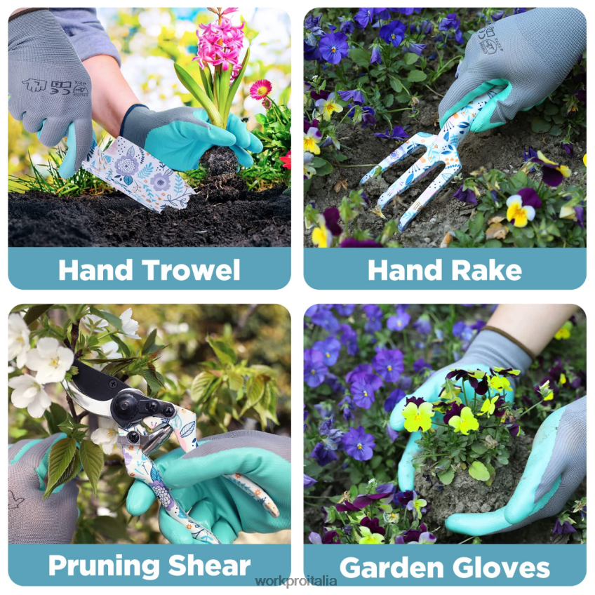 WORKPRO Set di attrezzi da giardinaggio resistenti in alluminio da 5 pezzi bianco/rosa B0600L284 attrezzo