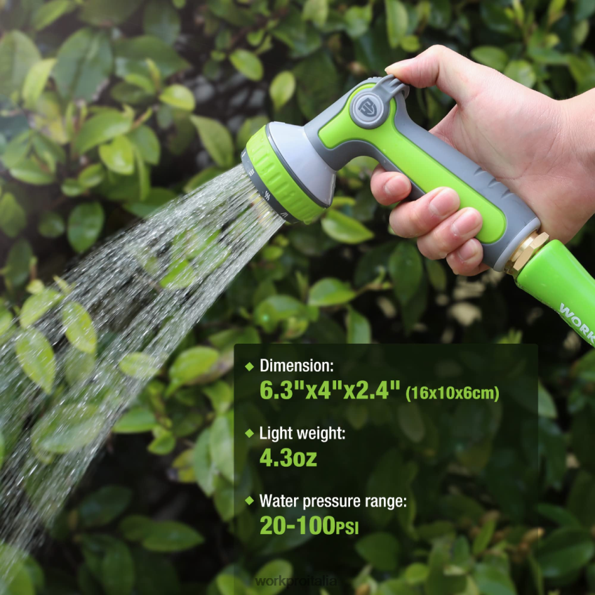 WORKPRO Spruzzatore con ugello per tubo da giardino con 10 modelli di spruzzo utile B0600L278 attrezzo