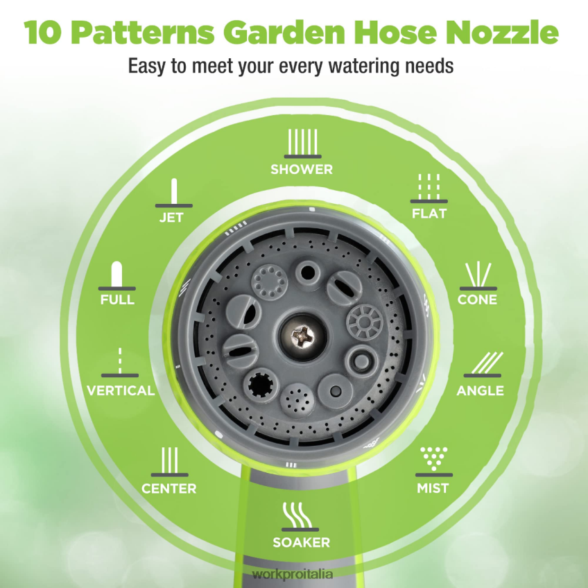 WORKPRO Spruzzatore con ugello per tubo da giardino con 10 modelli di spruzzo utile B0600L278 attrezzo