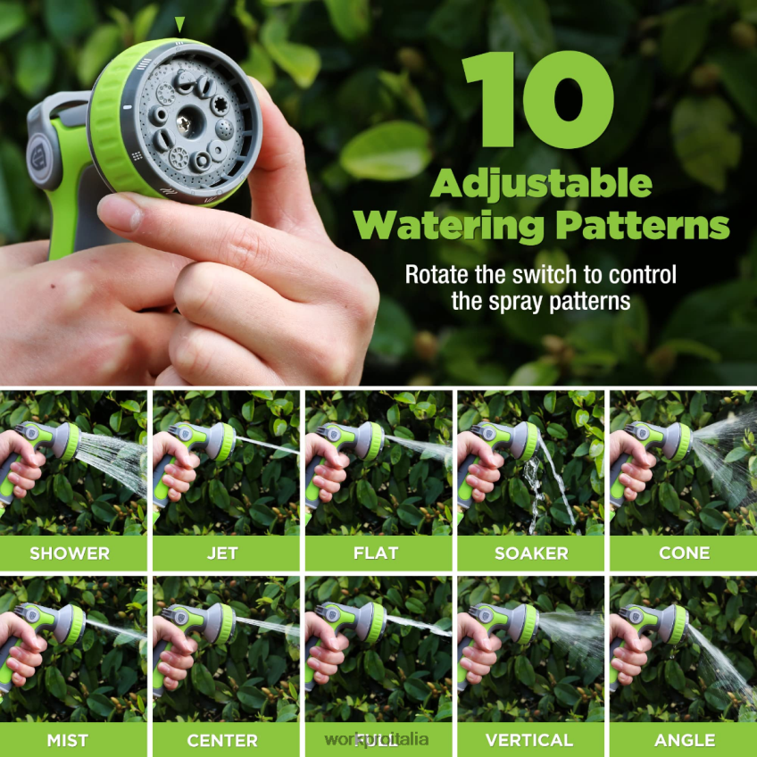 WORKPRO Spruzzatore con ugello per tubo da giardino con 10 modelli di spruzzo utile B0600L278 attrezzo