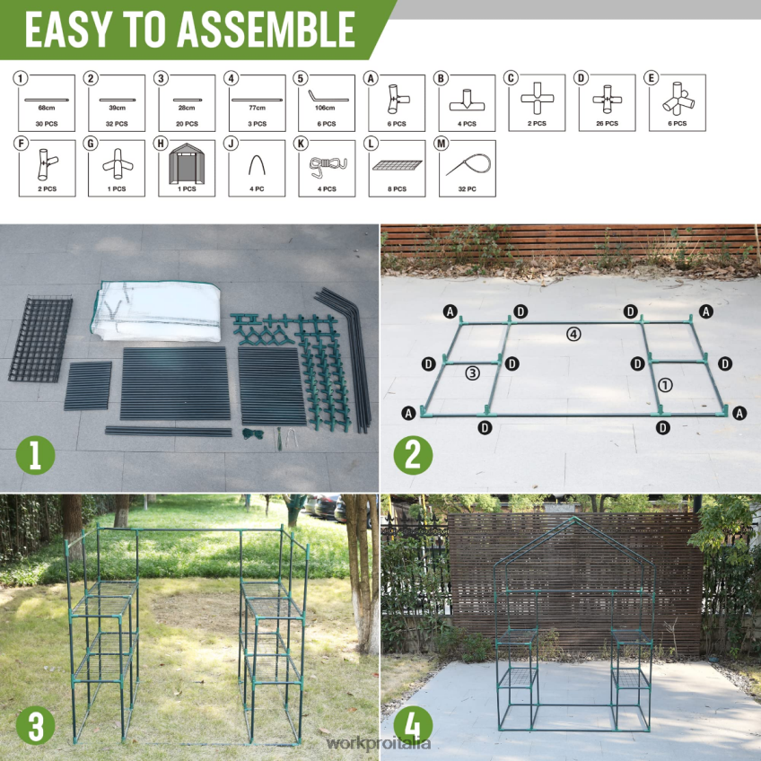 WORKPRO grande serra da giardinaggio portatile a 3 livelli e 8 ripiani utile B0600L290 attrezzo