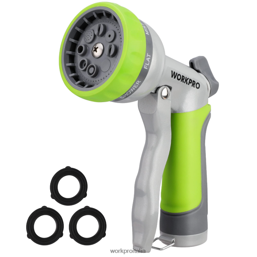 WORKPRO spruzzatore con ugello per tubo dell'acqua ad alta pressione da giardino con 8 modelli di irrigazione regolabili e design con controllo del pollice utile B0600L288 attrezzo
