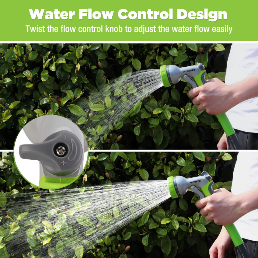 WORKPRO spruzzatore con ugello per tubo dell'acqua ad alta pressione da giardino con 8 modelli di irrigazione regolabili e design con controllo del pollice utile B0600L288 attrezzo
