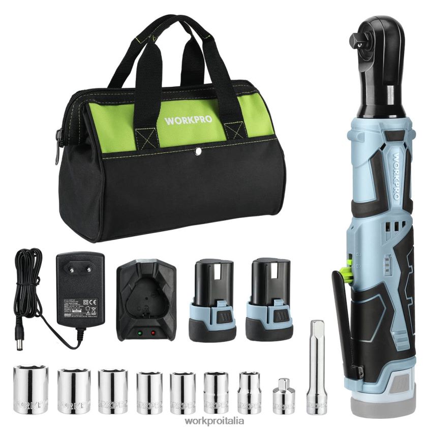 WORKPRO Chiave a cricchetto elettrica senza fili, set di chiavi a cricchetto elettriche 12v 40 ft-lbs da 9 pezzi utile B0600L227 attrezzo