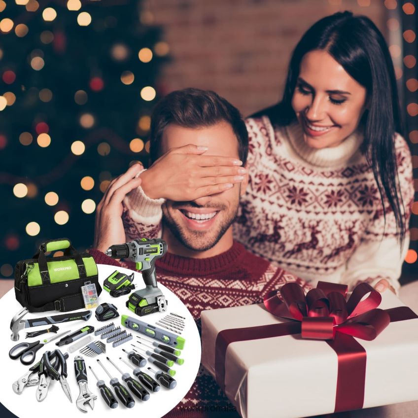 WORKPRO Kit combinato trapano a batteria da 157 pezzi con batteria agli ioni di litio da 20 V rosa/grigio B0600L259 attrezzo