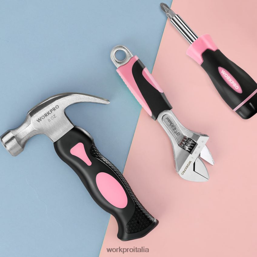 WORKPRO Kit di utensili domestici da 10 pezzi per donna con set porta punte per cacciavite rosa B0600L243 attrezzo