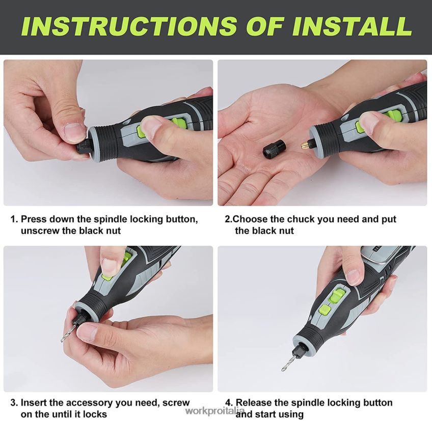 WORKPRO Kit di utensili rotanti a batteria da 12 V per il fai da te e il fatto a mano moderno B0600L226 attrezzo