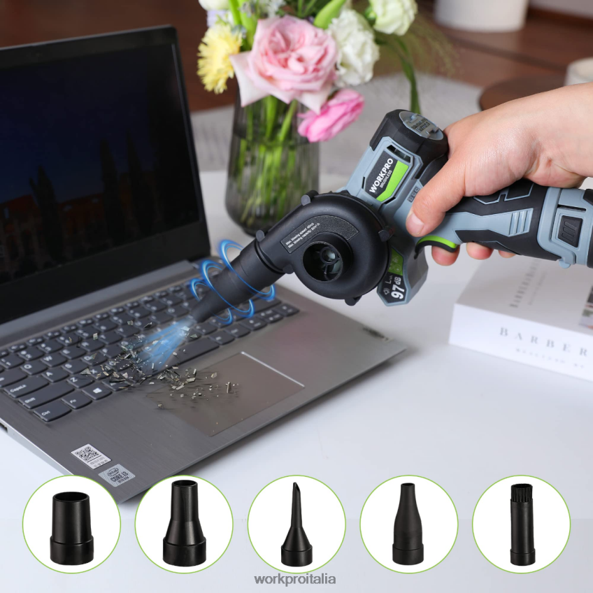 WORKPRO Levigatrice a nastro con dettagli senza fili, mini sega a catena, ventilatore elettrico, kit combinato di utensili elettrici 3 in 1 moderno B0600L296 attrezzo