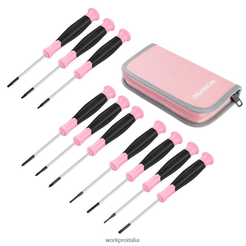 WORKPRO Set da 10 cacciaviti di precisione con custodia, phillips, a taglio, torx a stella, kit di riparazione cacciavite piccolo con punta magnetica rosa B0600L255 attrezzo