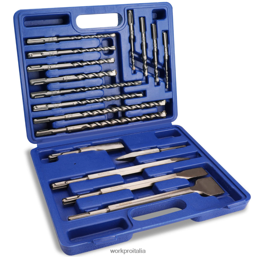 WORKPRO Set di 17 punte per trapano a percussione sds-plus e set di scalpelli utile B0600L199 attrezzo