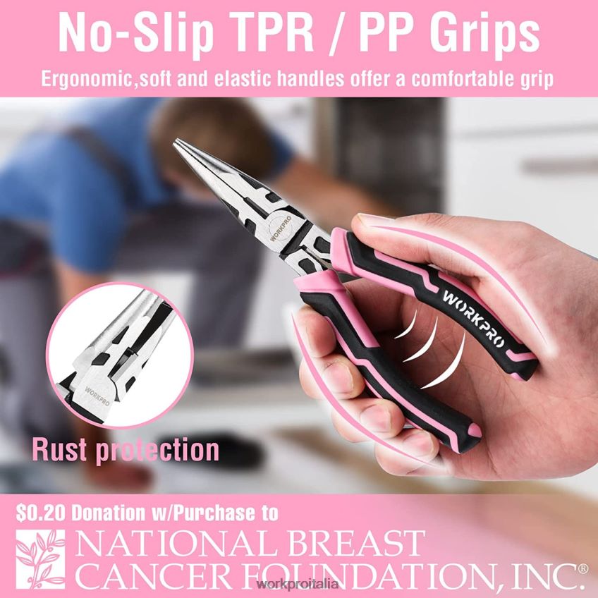 WORKPRO Set di 4 pinze rosa B0600L251 attrezzo
