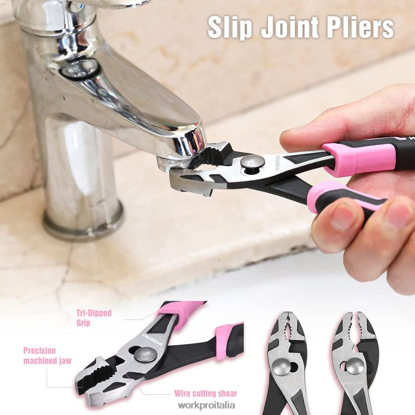 WORKPRO Set di 4 pinze rosa B0600L251 attrezzo