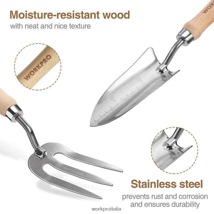 WORKPRO Set di 7 attrezzi da giardino, attrezzi da giardinaggio pesanti in acciaio inossidabile rosa B0600L252 attrezzo