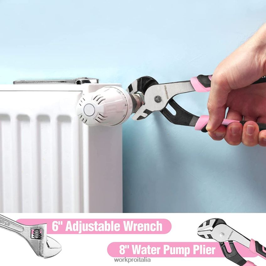 WORKPRO Set di attrezzi da 52 pezzi, set di attrezzi per la casa da donna con cassetta degli attrezzi, set di attrezzi di base - nastro rosa B0600L249 attrezzo