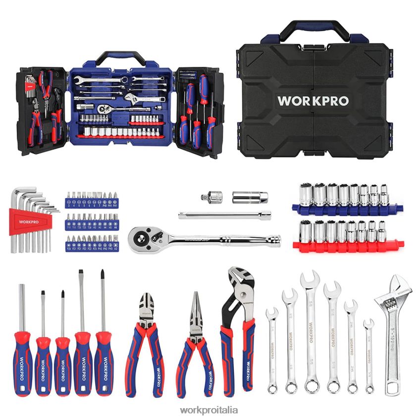 WORKPRO Set di attrezzi meccanici da 87 pezzi, kit di attrezzi manuali con cassetta degli attrezzi moderno B0600L305 attrezzo