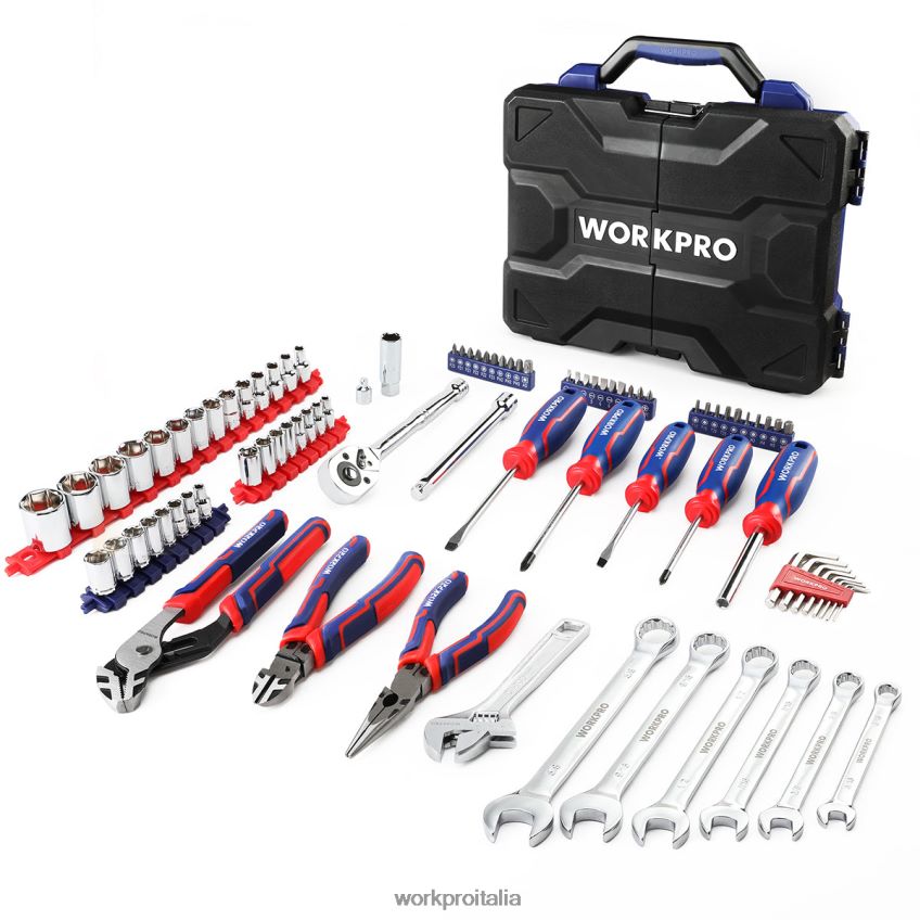 WORKPRO Set di attrezzi meccanici da 87 pezzi, kit di attrezzi manuali con cassetta degli attrezzi moderno B0600L305 attrezzo