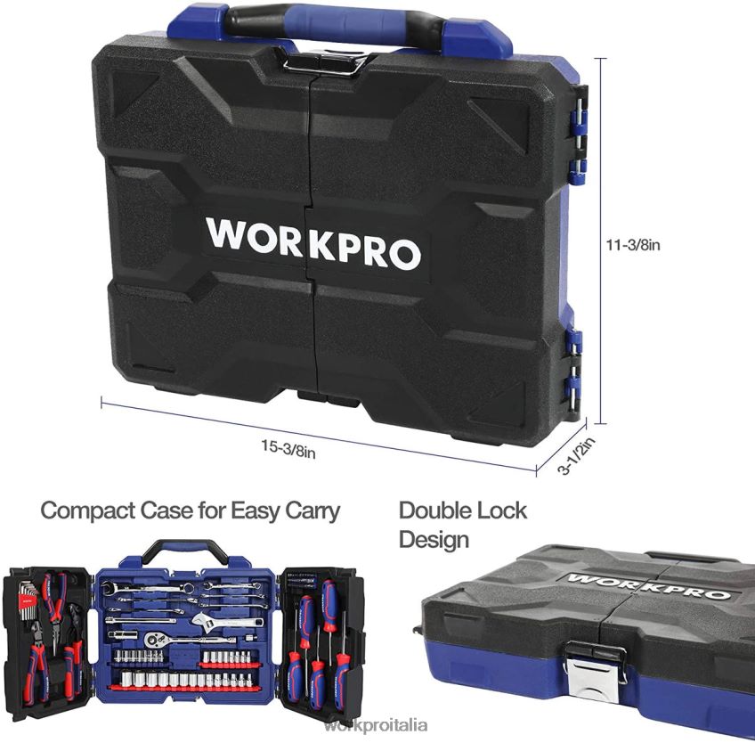WORKPRO Set di attrezzi meccanici da 87 pezzi, kit di attrezzi manuali con cassetta degli attrezzi moderno B0600L305 attrezzo