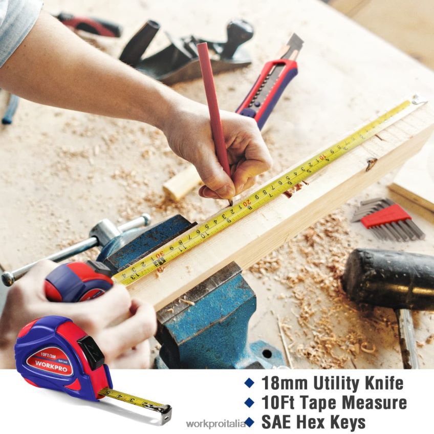 WORKPRO Set di utensili domestici da 35 pezzi con cassetta degli attrezzi rosa/blu B0600L246 attrezzo