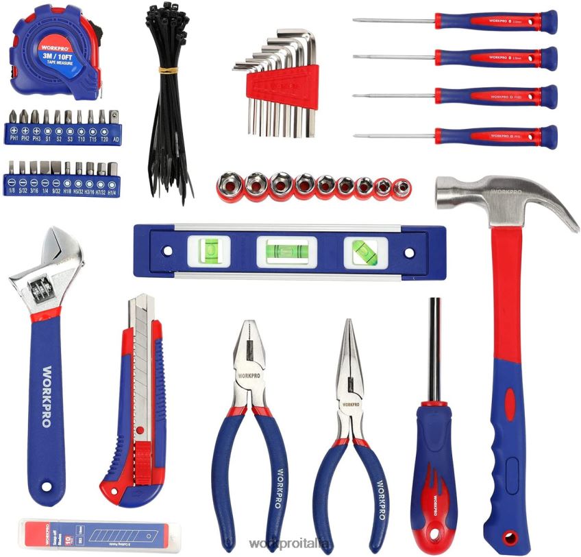 WORKPRO Set di utensili manuali per la casa da 100 pezzi per cassetti da cucina con custodia facile da trasportare utile B0600L304 attrezzo