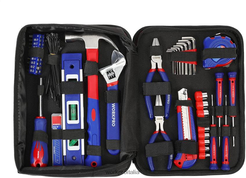WORKPRO Set di utensili manuali per la casa da 100 pezzi per cassetti da cucina con custodia facile da trasportare utile B0600L304 attrezzo