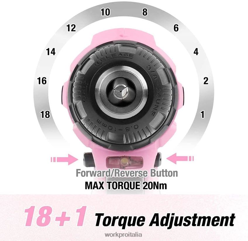 WORKPRO Set trapano avvitatore a batteria Kit di attrezzi per cacciavite elettrico 12V da donna rosa B0600L263 attrezzo