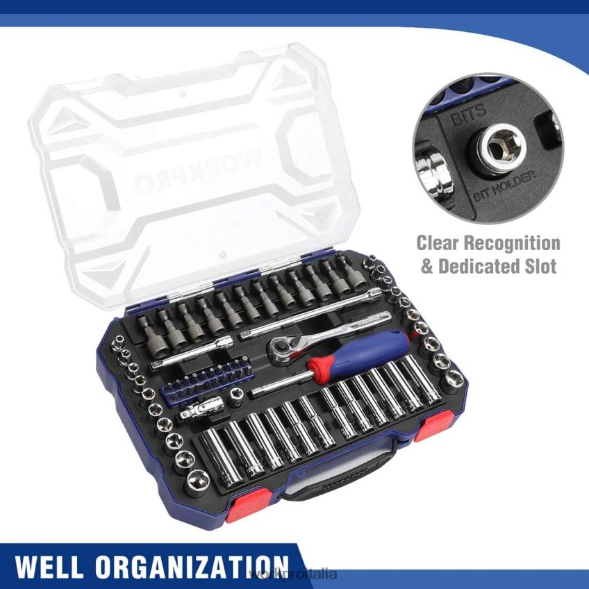 WORKPRO set di chiavi a bussola, set di chiavi a bussola da 70 pezzi con cricchetto a sgancio rapido, metrico e sae moderno B0600L308 attrezzo