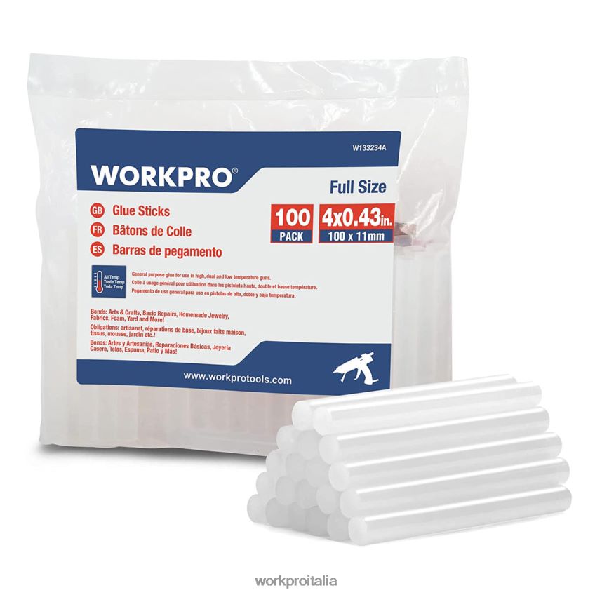 WORKPRO Confezione da 100 stick di colla a caldo full size compatibili con la maggior parte delle pistole per colla nuovo B0600L196 attrezzo
