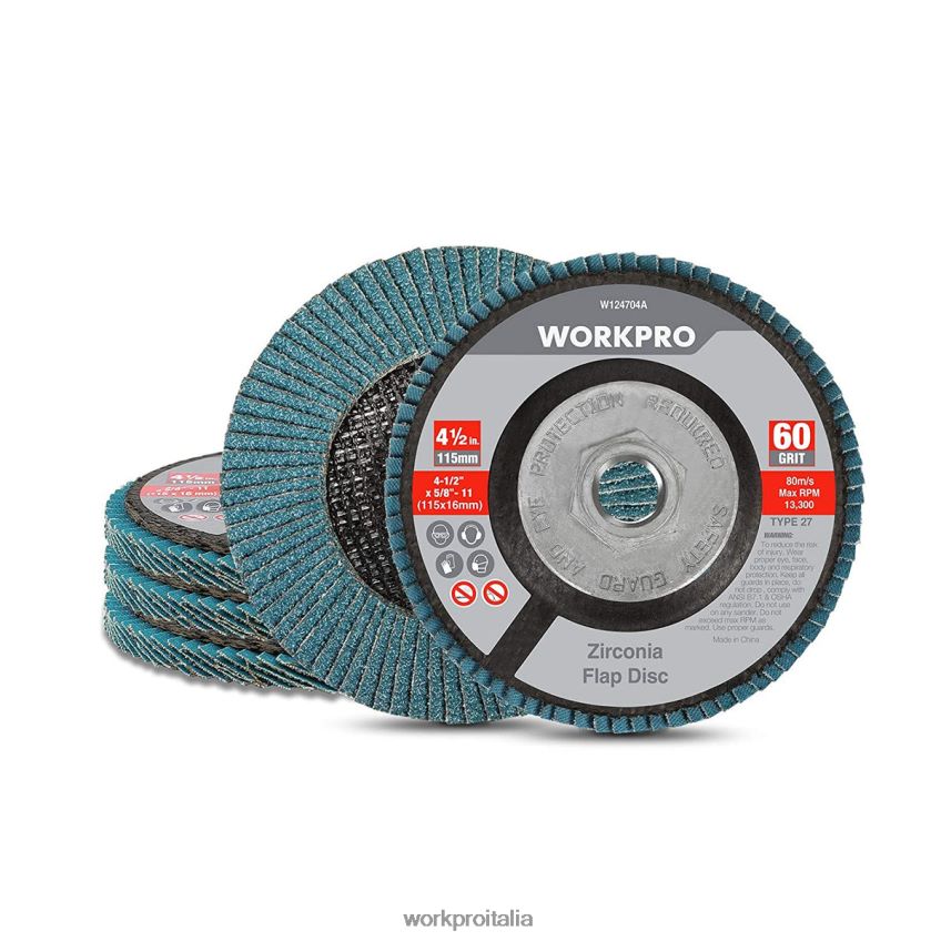 WORKPRO Confezione da 5 dischi lamellari in zirconio, dischi abrasivi per smerigliatrice angolare, mole da 4-1/2 pollici utile B0600L206 attrezzo