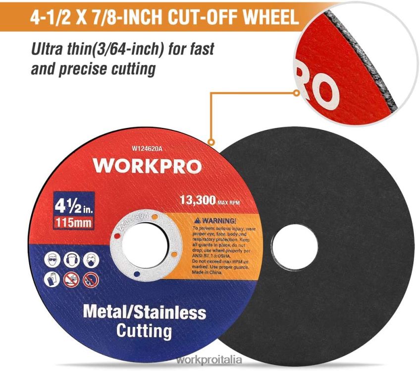 WORKPRO Disco da taglio in metallo sottile da 20 pezzi in metallo inossidabile per smerigliatrice angolare utile B0600L195 attrezzo