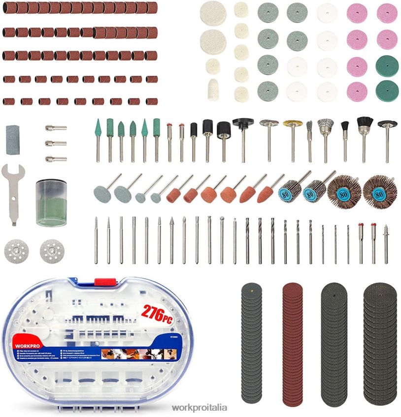 WORKPRO Kit di accessori per utensili rotanti da 276 pezzi, taglio, intaglio e lucidatura, montaggio universale moderno B0600L191 attrezzo